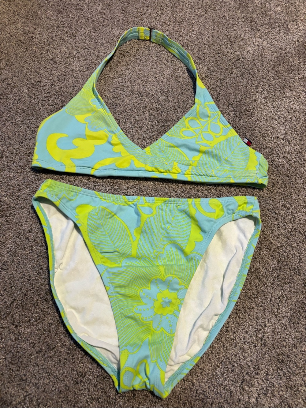 Tommy Hilfiger Aqua and Yellow Floral Bikini Set